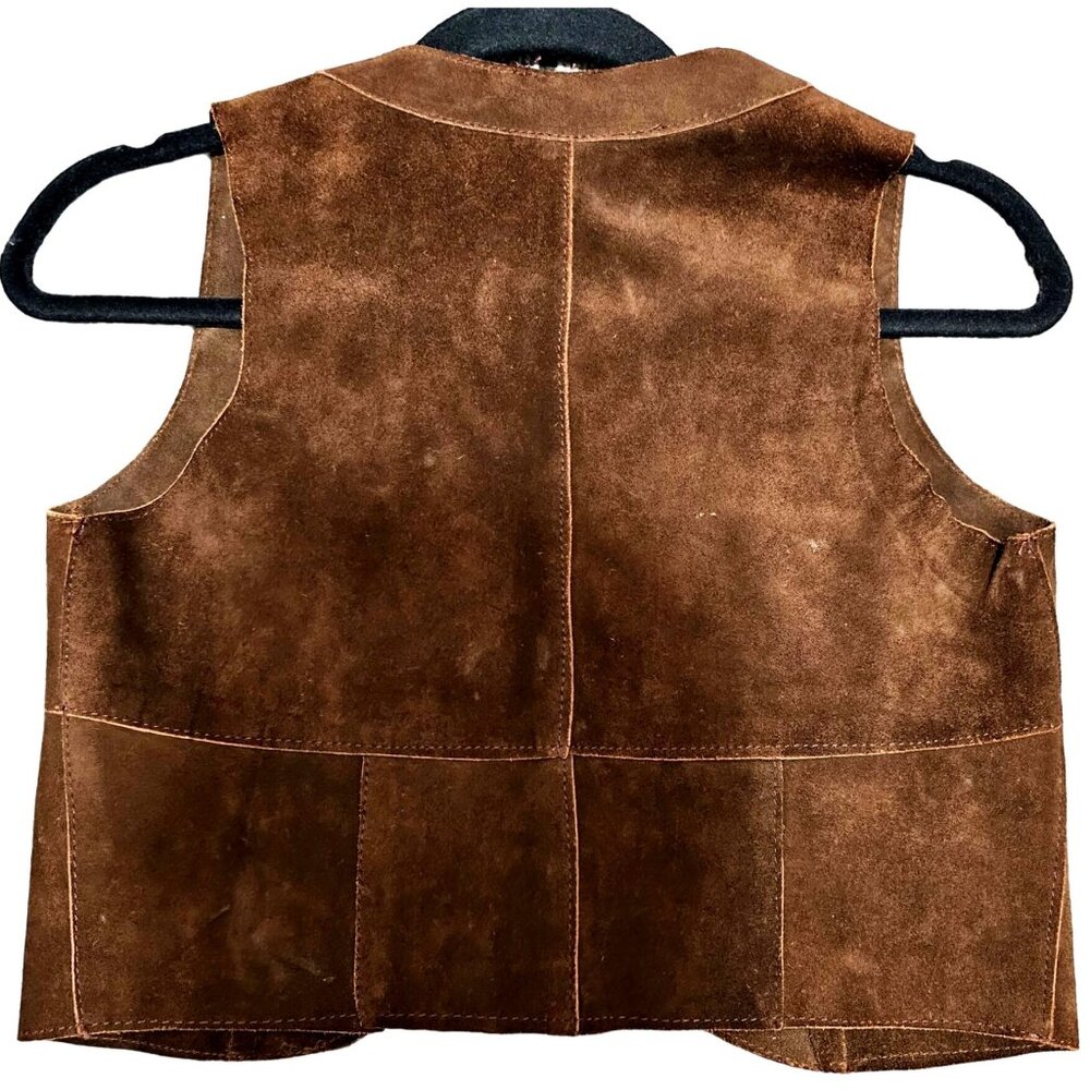 Vintage Brown Genuine Leather Vest size 7 - Picture 4 of 6